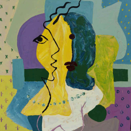 C. 1950
﻿Acrylic 
14x12 1/4 in
Signed lower right